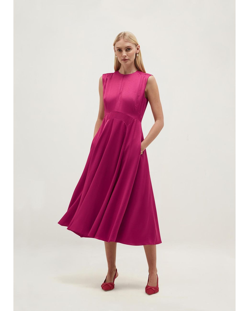 Hobbs Isobel Textured Satin Dress