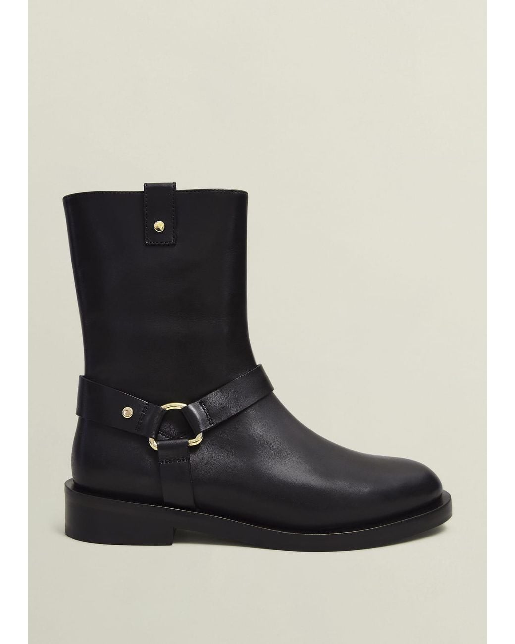 Hobbs Black Effie Leather Biker Boots