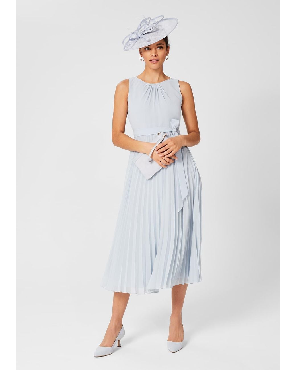 Hobbs White Blythe Pleated Fit And Flare Dress