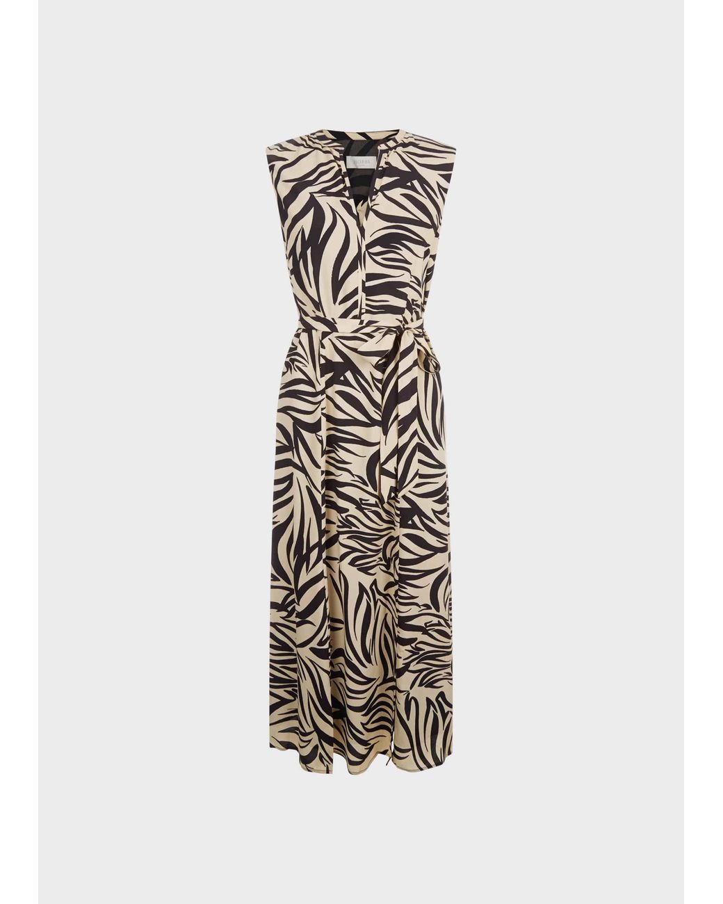 Hobbs White Shelly Printed Belted Dress
