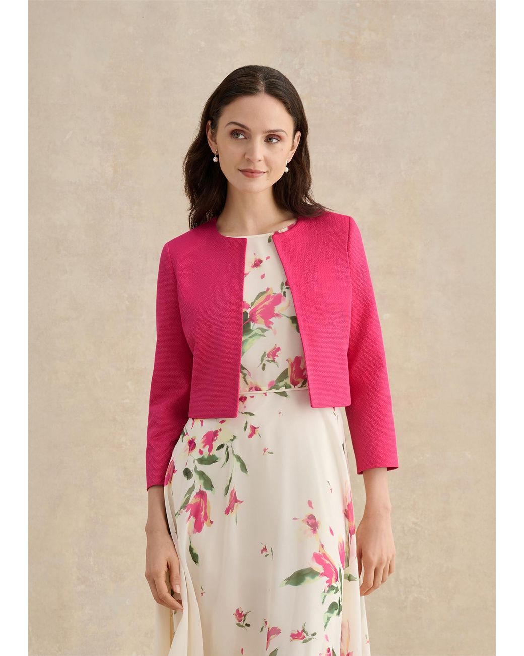 Hobbs Pink Elize Textured Jacket