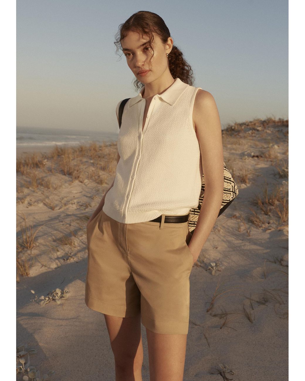 Hobbs Natural Seaton Cotton Collared Crochet Tank