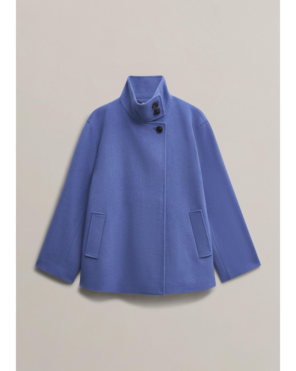 Hobbs Blue Remi Wool Blend Funnel Neck Jacket