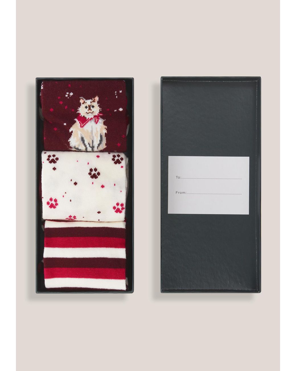 Hobbs Red Scarf Cat Sock Set