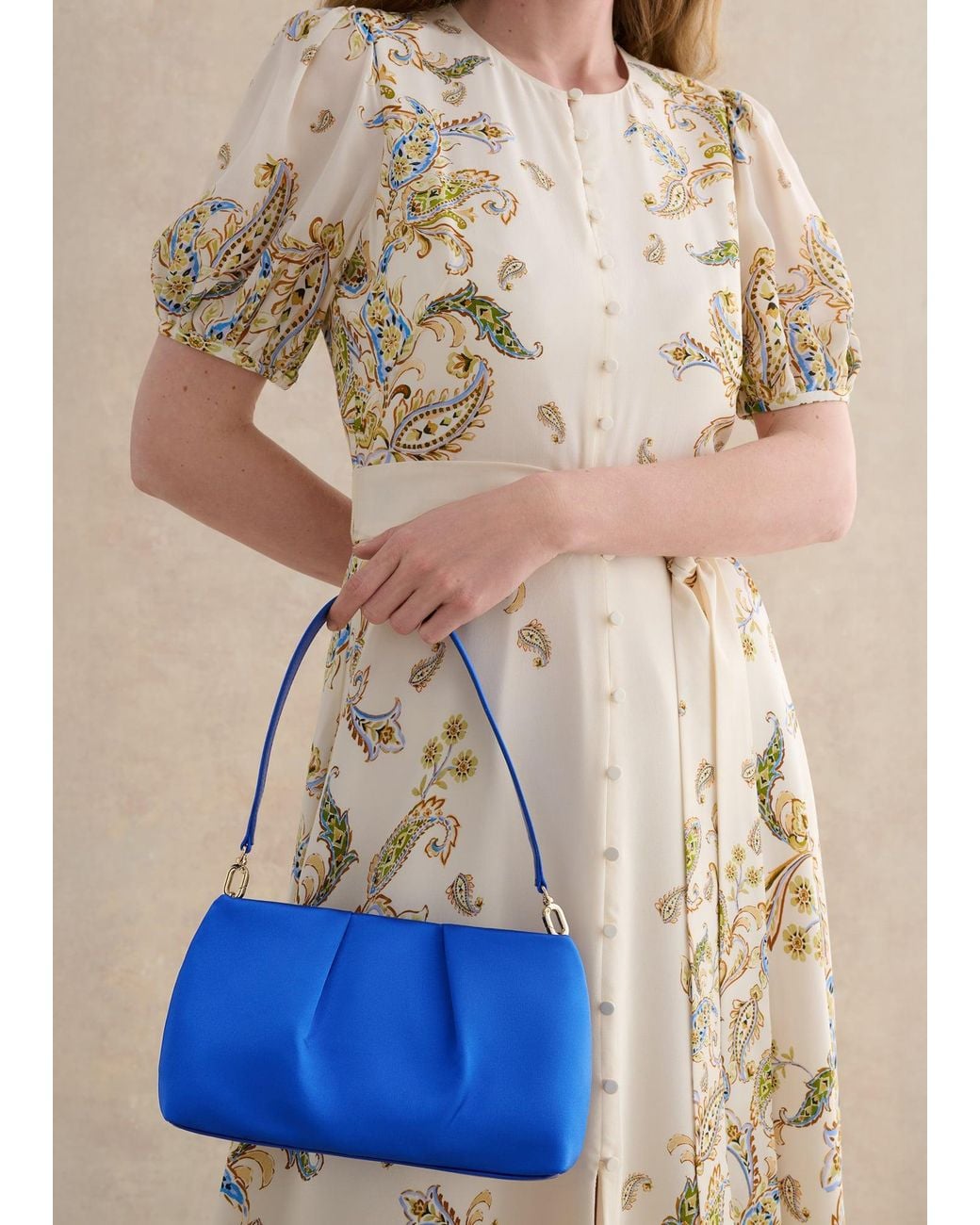 Hobbs Blue Clifton Satin Clutch