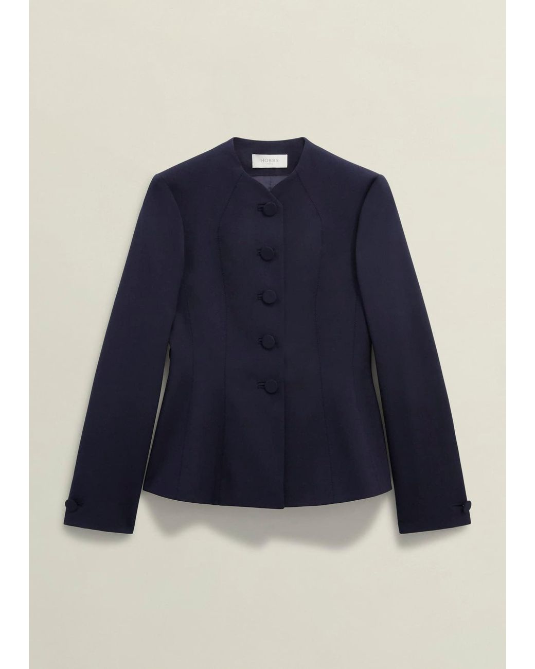 Hobbs Blue Tailored Wool Blend Fit-and-Flare Jacket