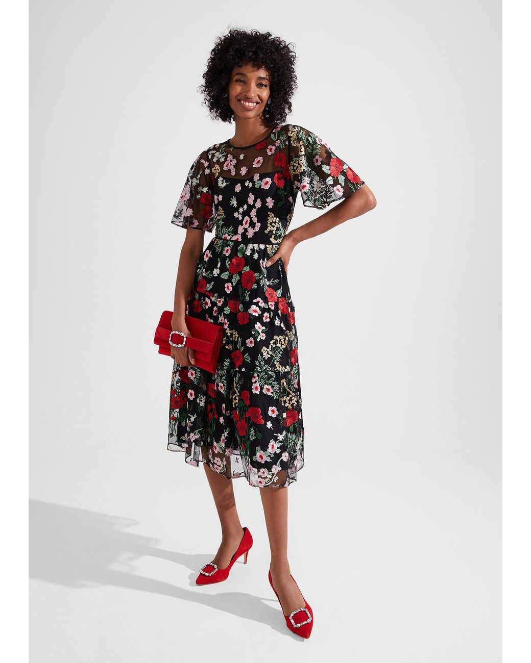 Hobbs White Dana Embroidered Dress