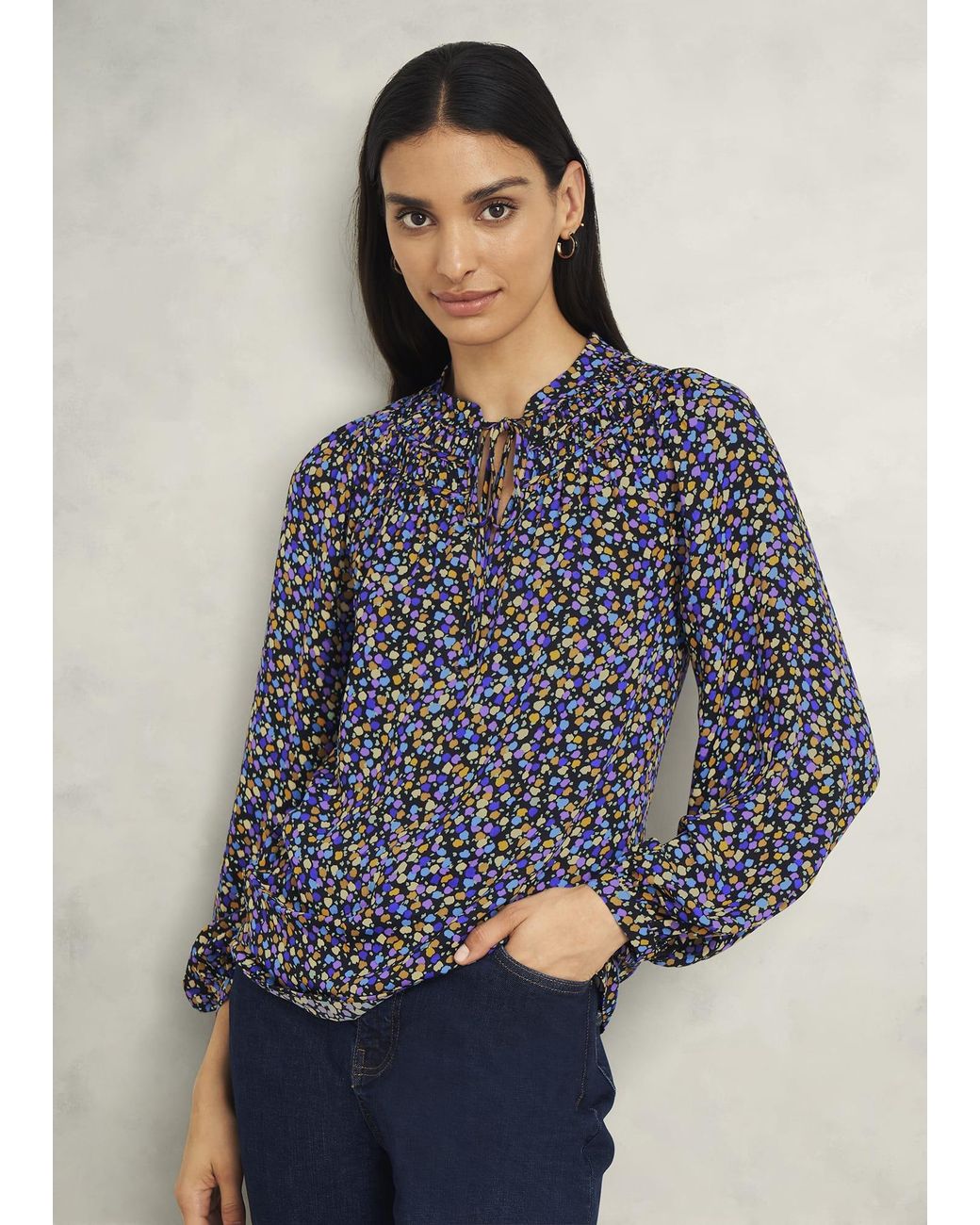Hobbs Blue Dorfold Blouse