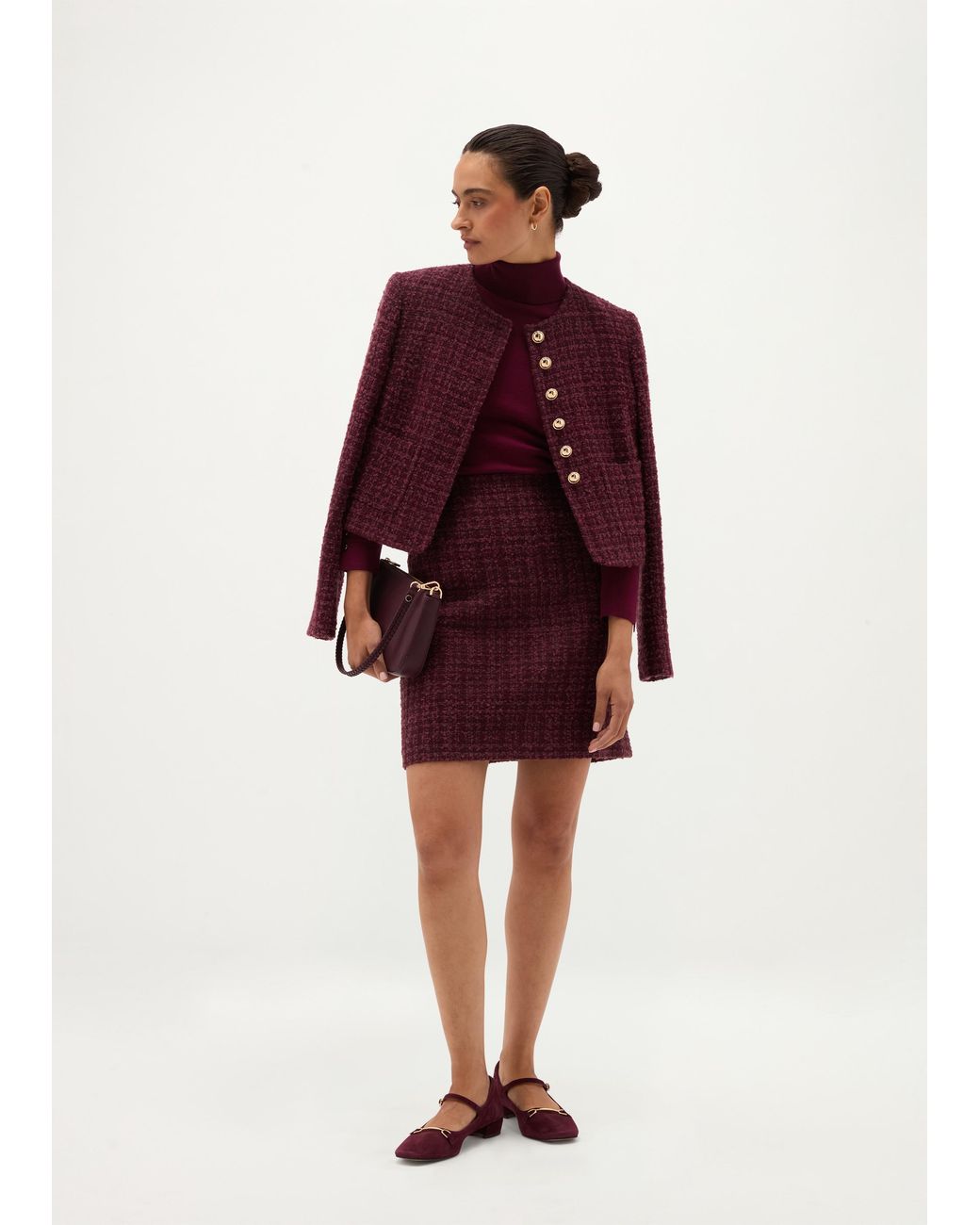 Hobbs Red Maria Tweed Skirt