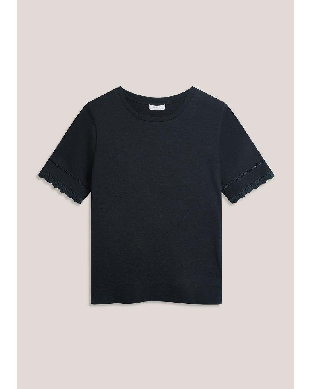 Hobbs Blue Posie Cotton Slub Broderie T-Shirt