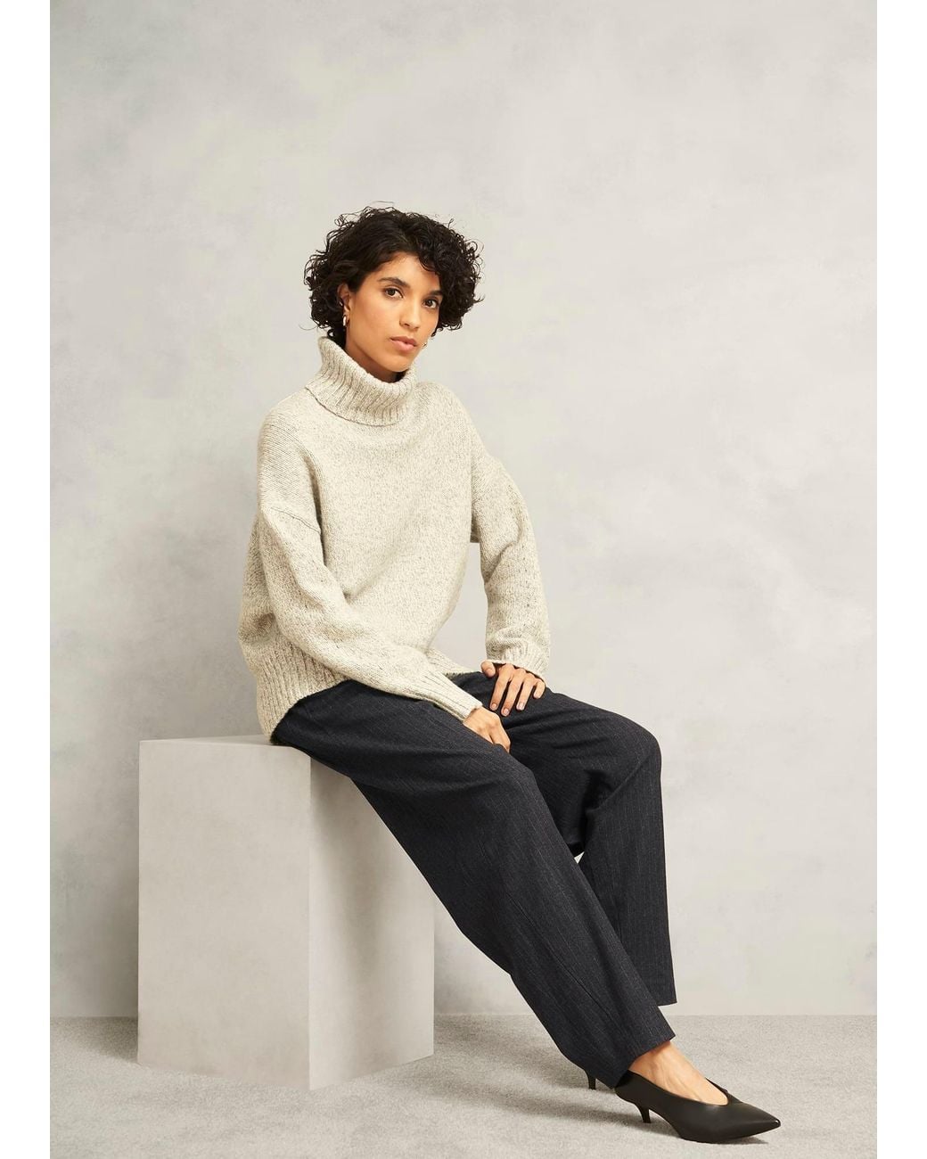 Hobbs Natural Howell Pinstripe Barrel Trousers