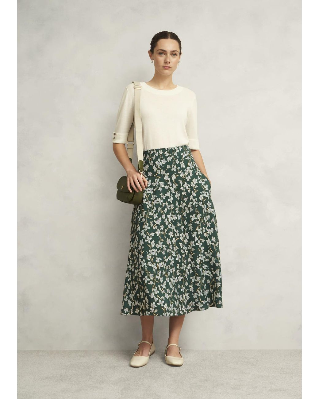 Hobbs Multicolor Dark Floral Kiara Midi Skirt