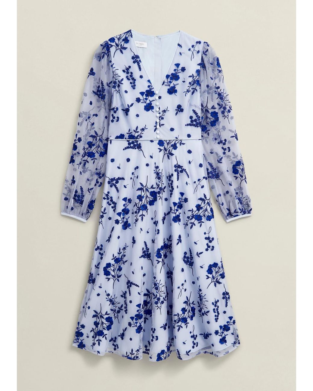 Hobbs Blue Petite Ella Embroidered Dress