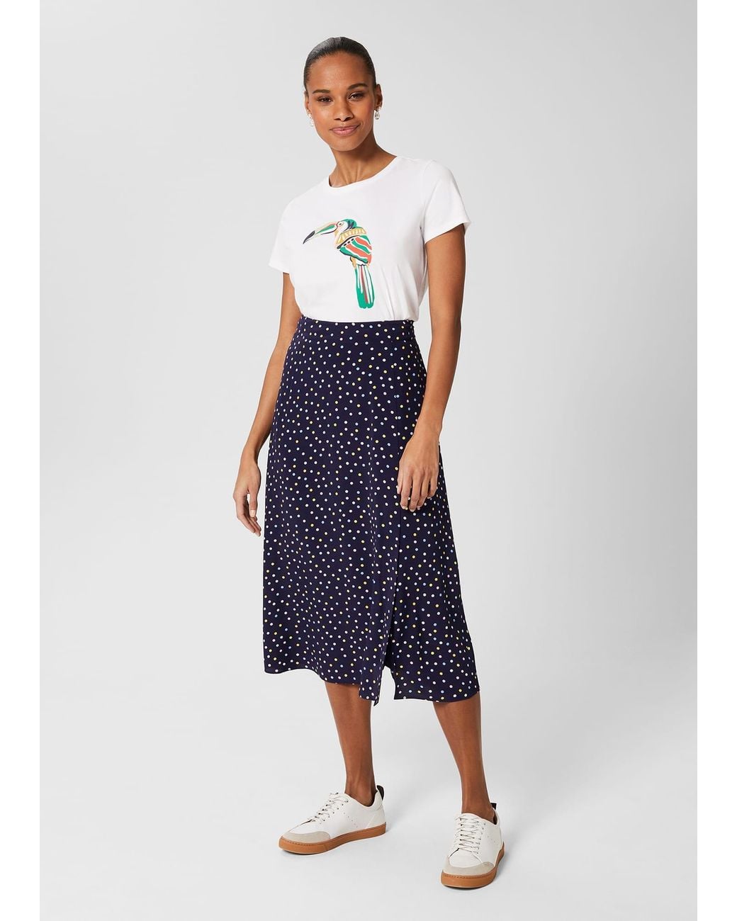 Hobbs Blue Annette Printed Midi Skirt