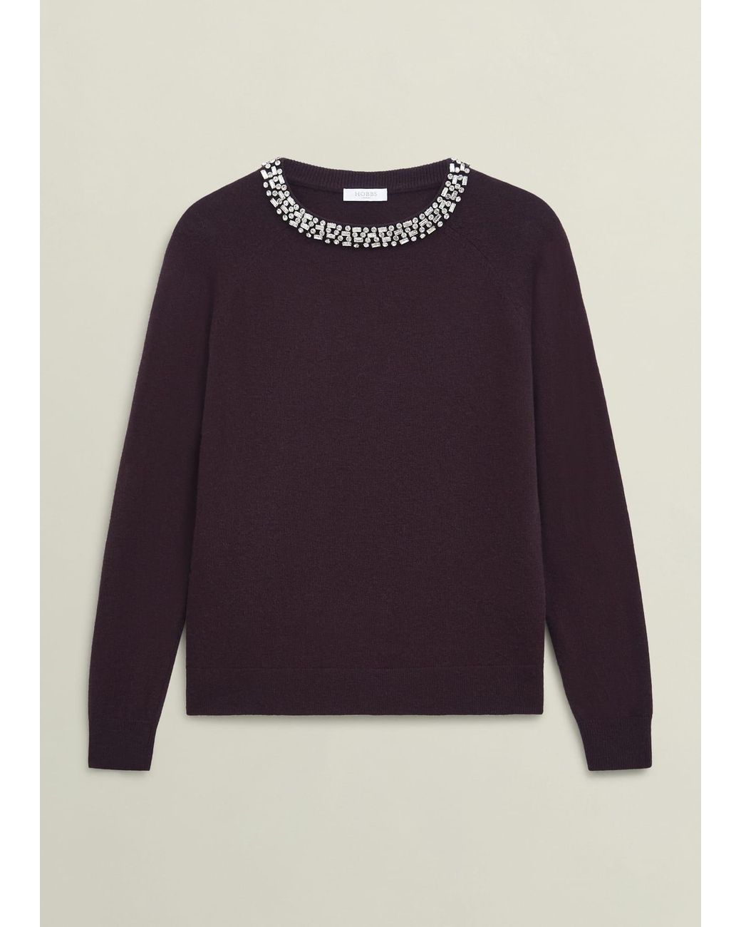 Hobbs Purple Sherry Wool Blend Gem Detail Jumper