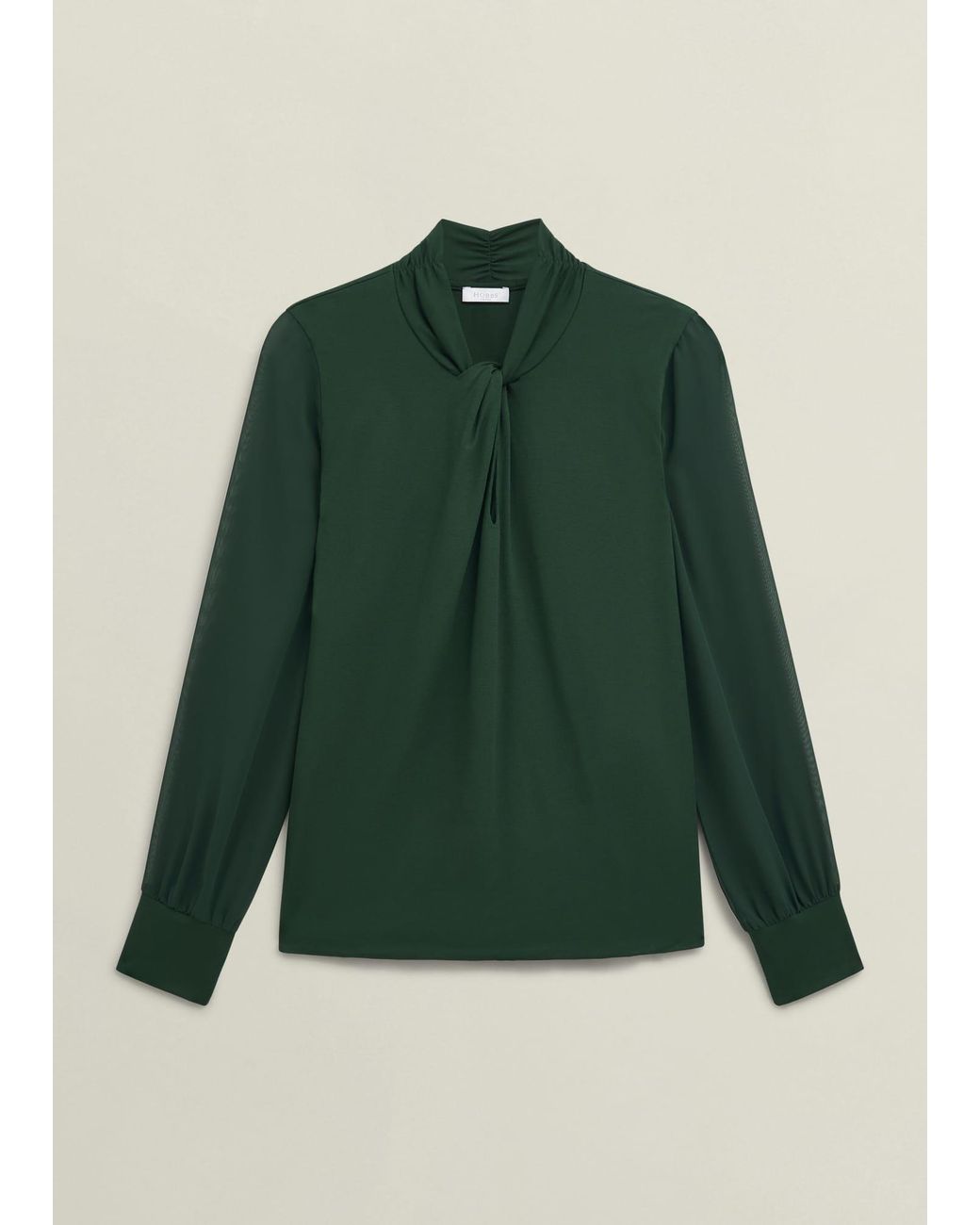 Hobbs Green Ashley Twist Neck Sheer Long Sleeve Top