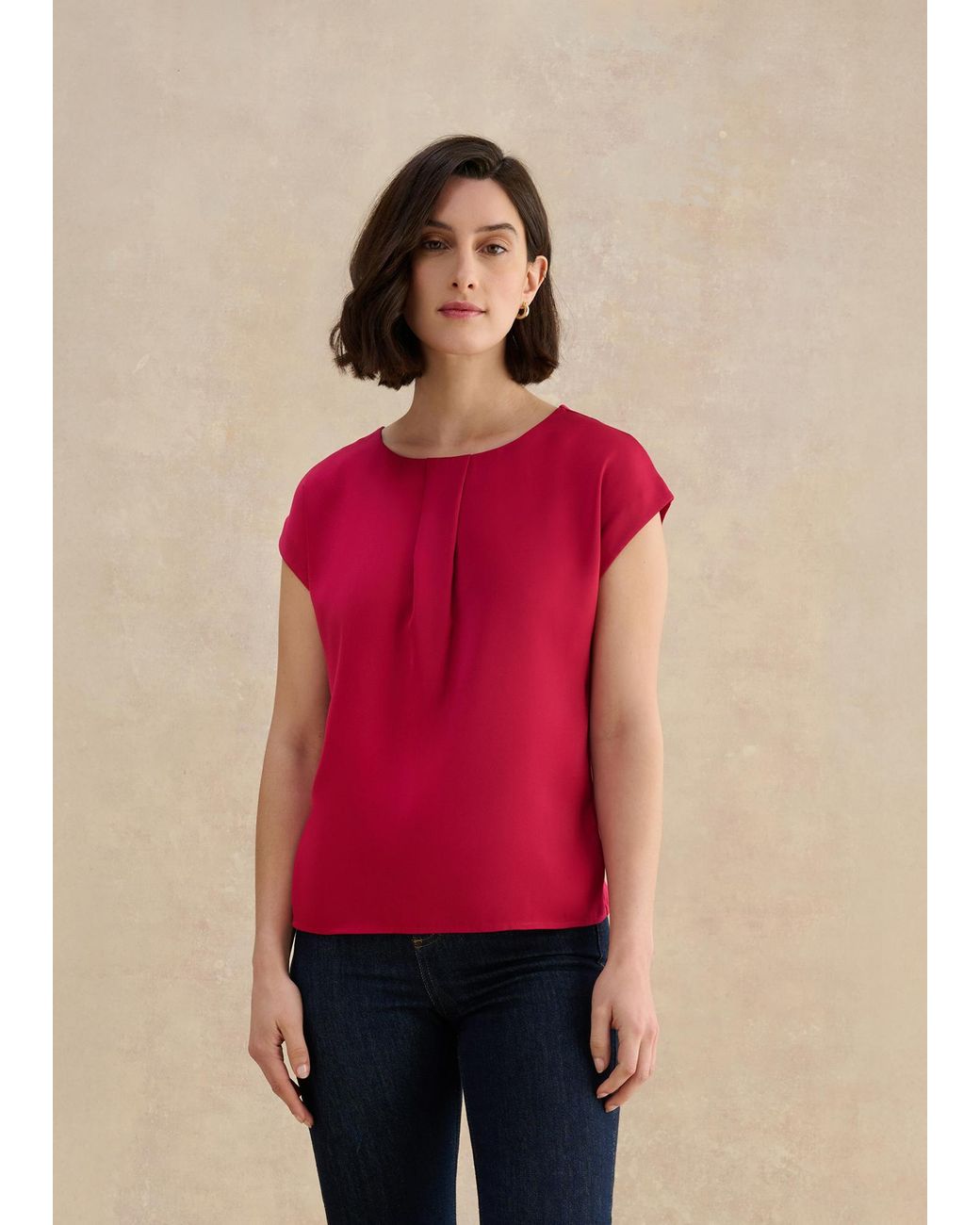 Hobbs Red Nita Satin Front Top