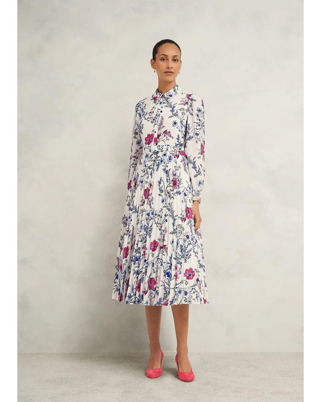 Hobbs Natural Ashleen Pleated Shirt Dress