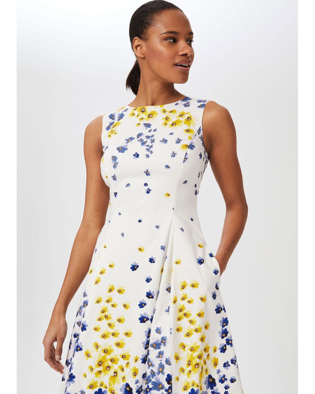 Hobbs Cleo Cotton Blend Floral Dress in White | Lyst
