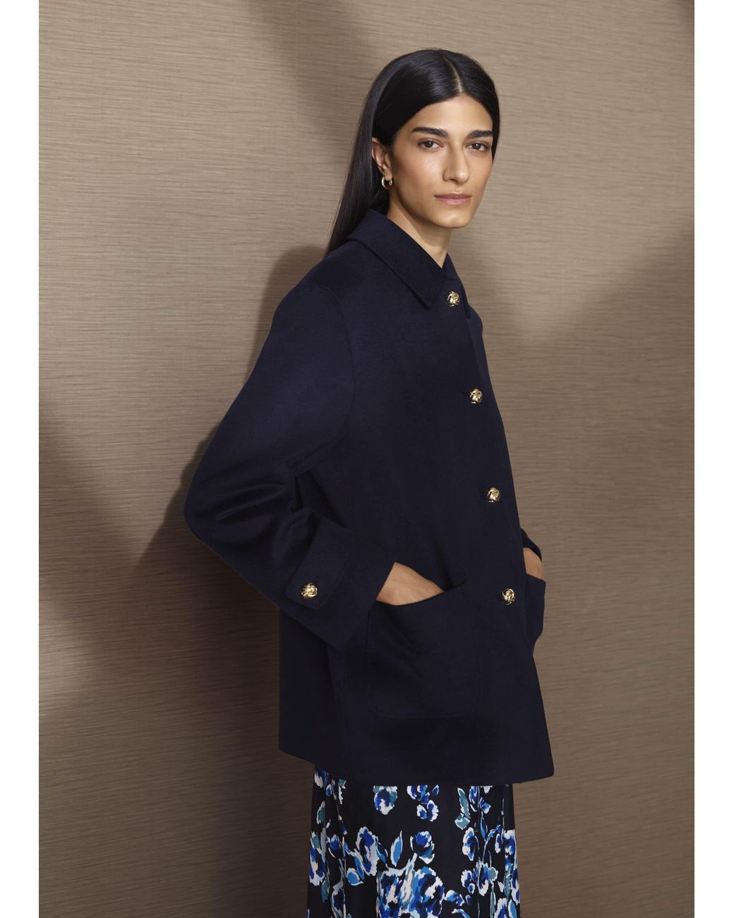 Hobbs Blue Erin Wool Blend Coat
