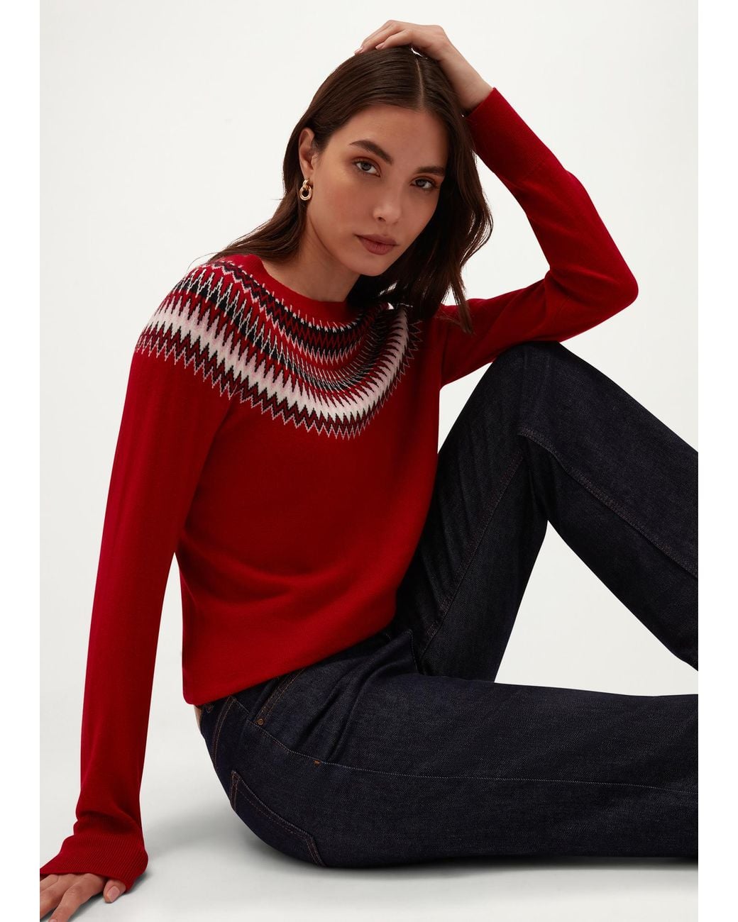 Hobbs Red Greta Fairisle Jumper