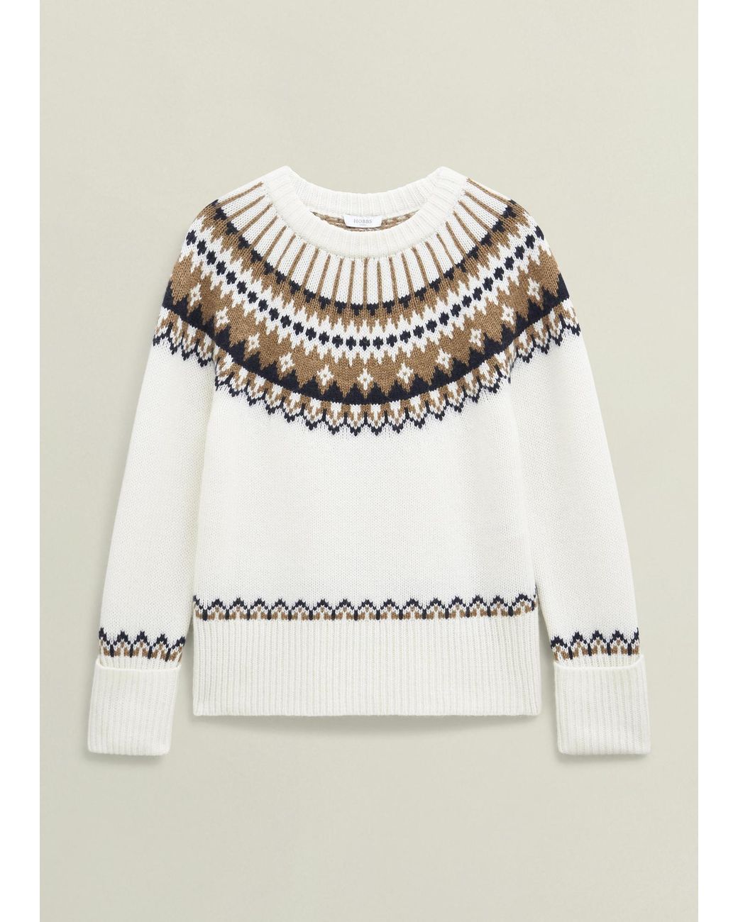 Hobbs Gray Anya Fairisle Chunky Crew Jumper