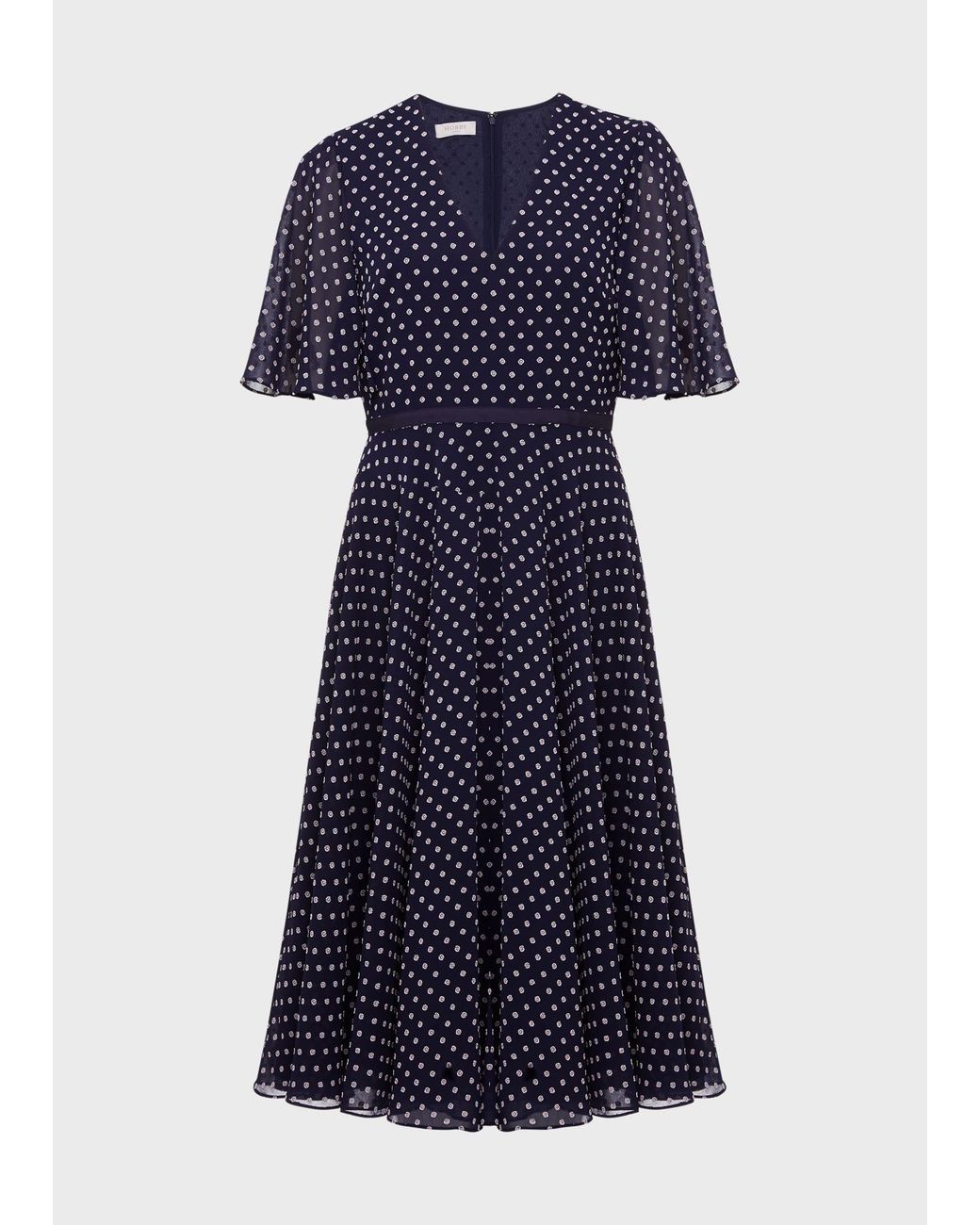 Hobbs Blue Petite Celia Spot Fit And Flare Dress