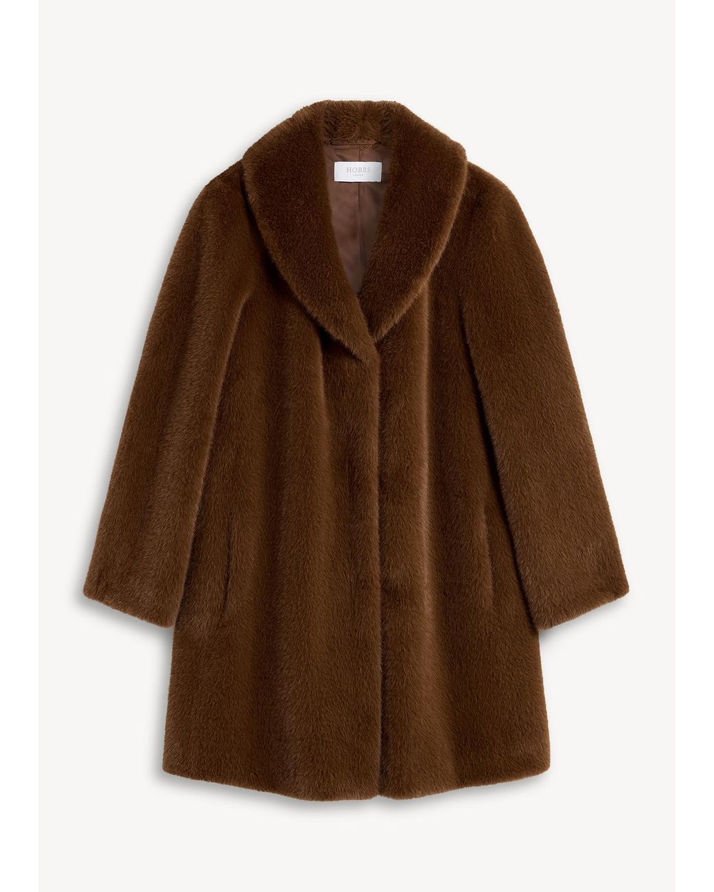 Hobbs Brown Petite Dana Faux Fur Coat