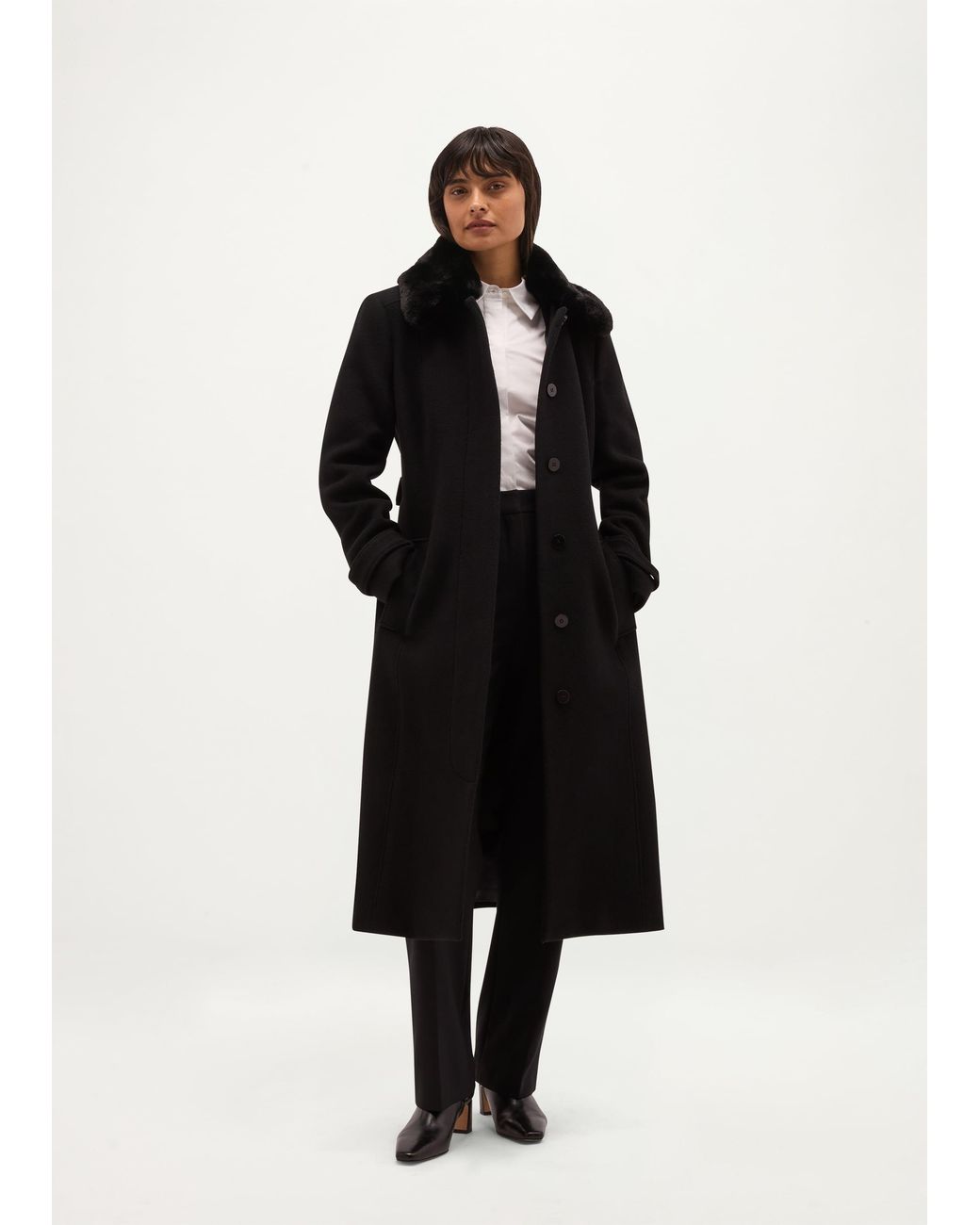 Hobbs Black Martina Wool Cashmere Coat
