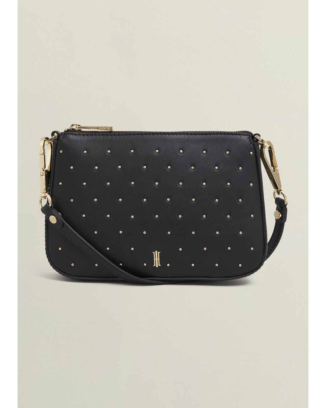 Hobbs Black Briella Leather Stud Bag