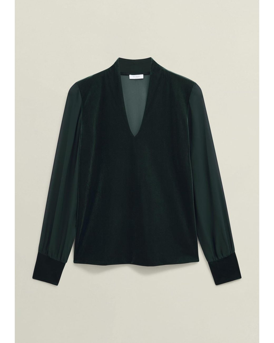 Hobbs Multicolor Aimee Velvet V Neck Long Sleeve Top