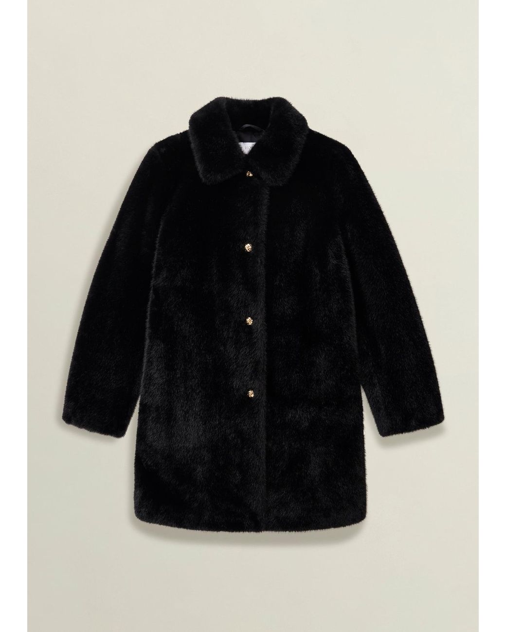 Hobbs Black Rue Faux Fur Coat