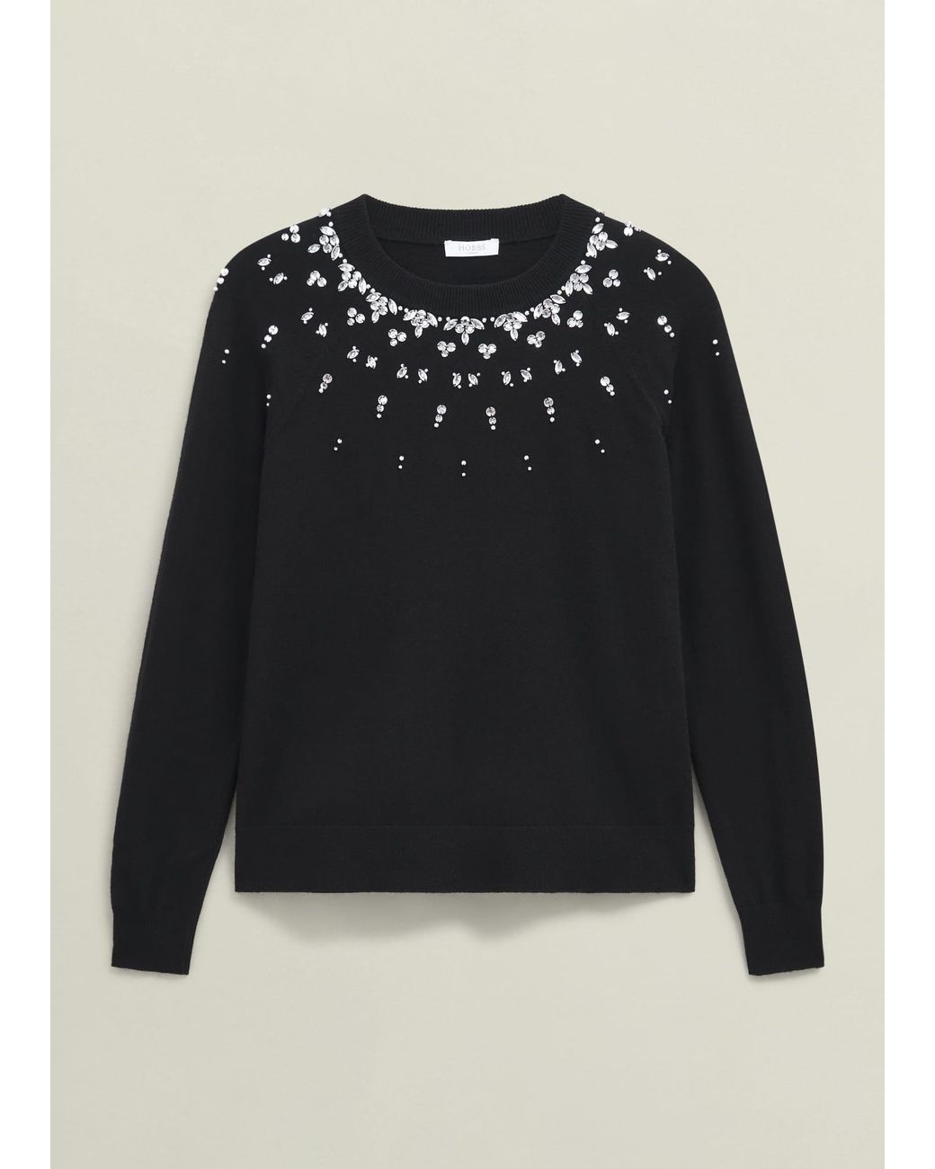 Hobbs Black Theodora Wool Blend Gem Fairisle Knitted Jumper
