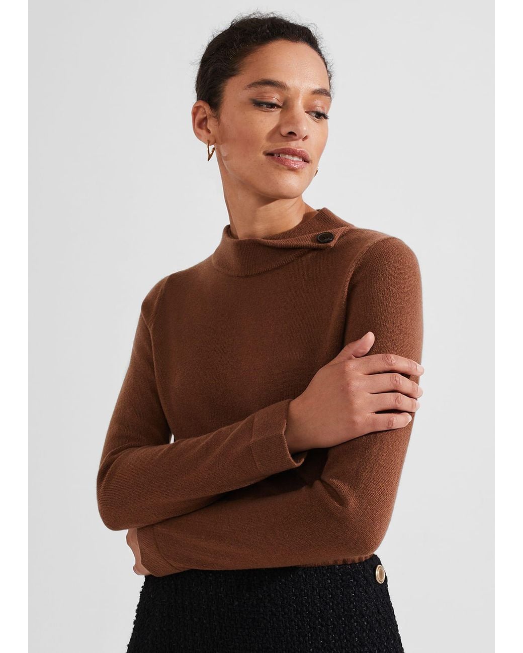 Hobbs Brown Talia Wool Cashmere Jumper