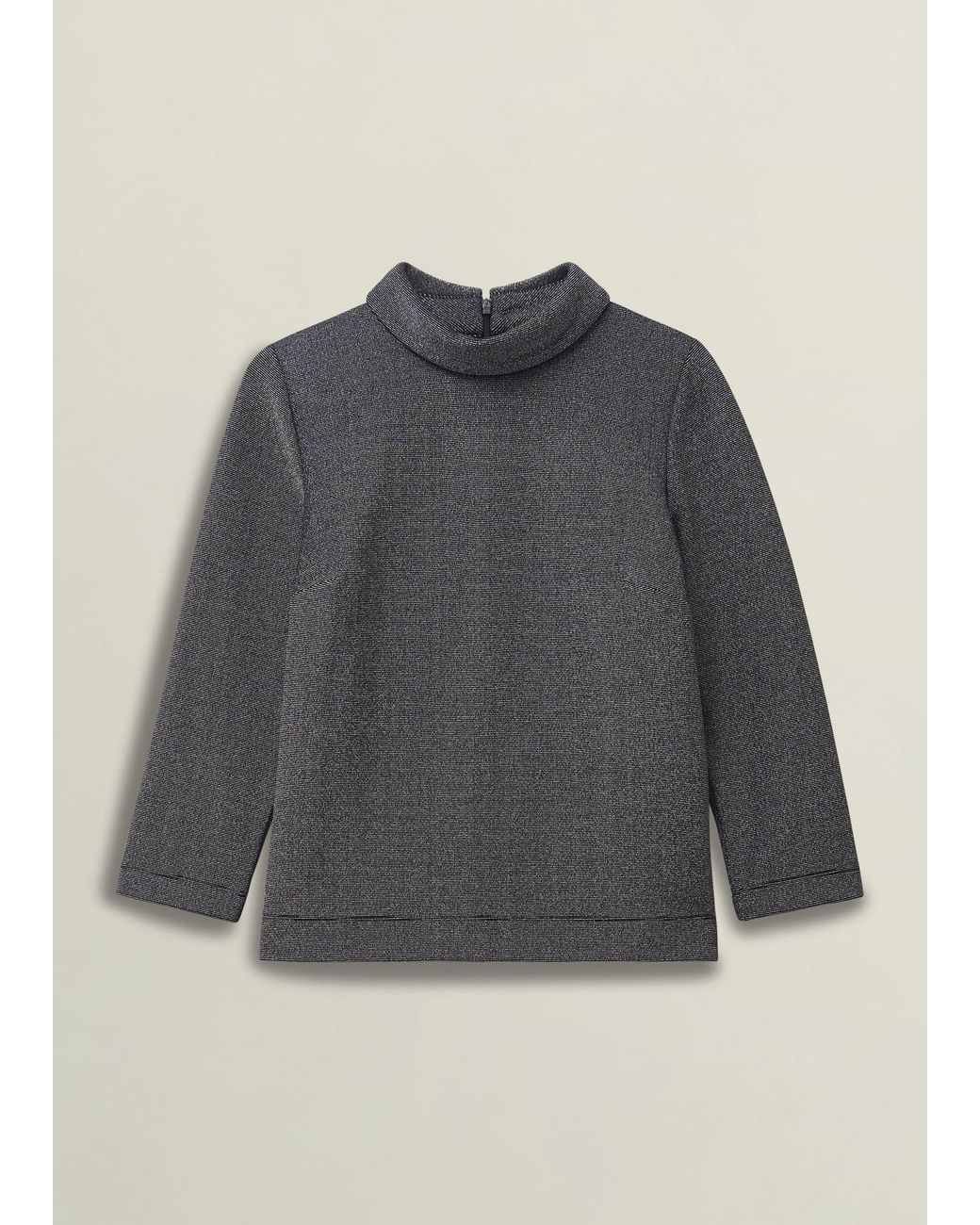 Hobbs Gray Tali Sparkle 3/4 Sleeve Roll Neck Top