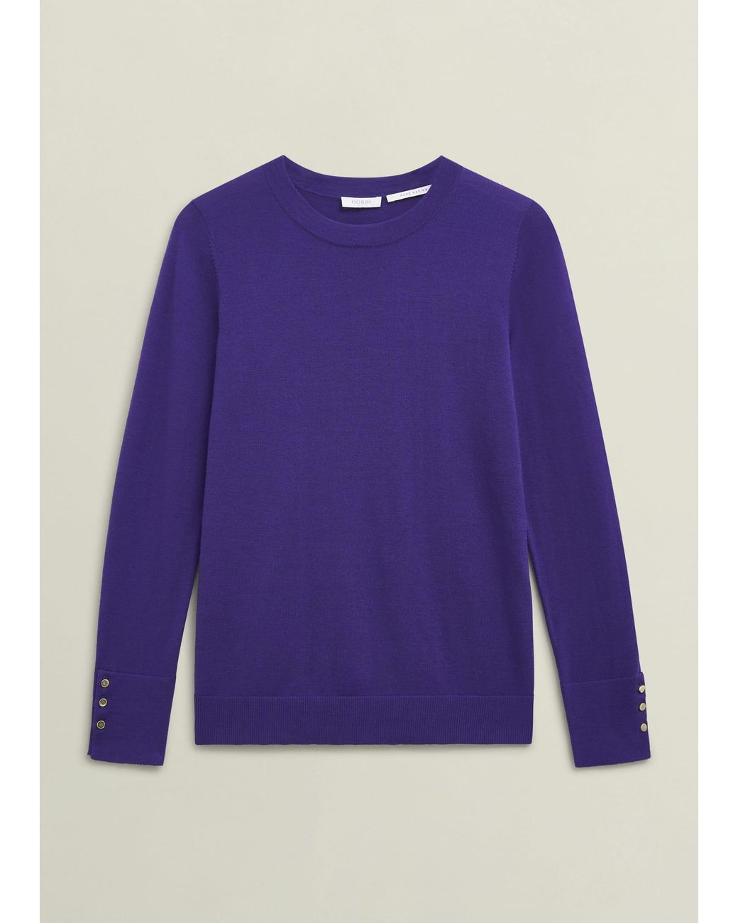 Hobbs Purple Penny Merino Wool Crew Neck Knitted Jumper