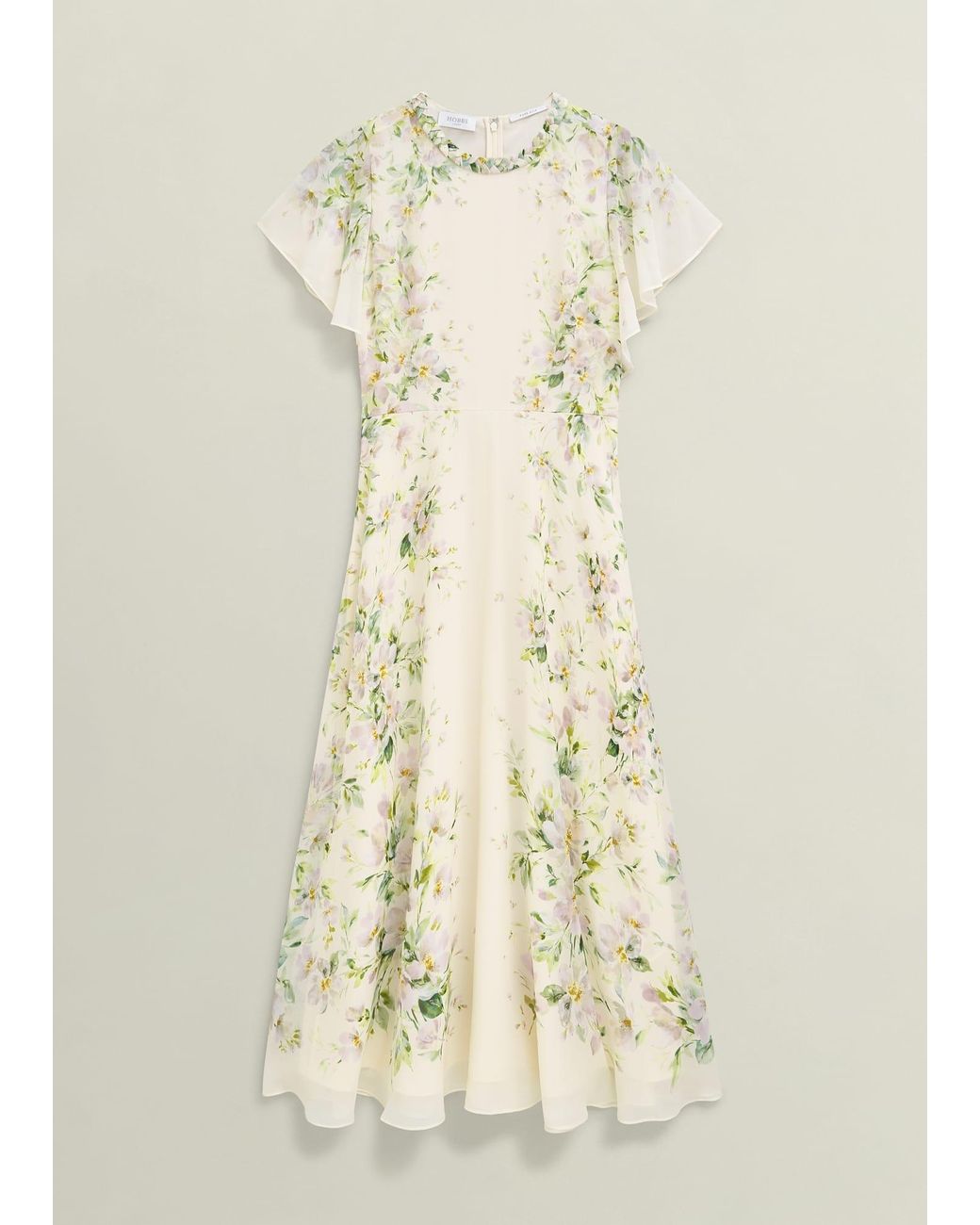 Hobbs Natural Petite Kim Plait Neck Floral Silk Dress