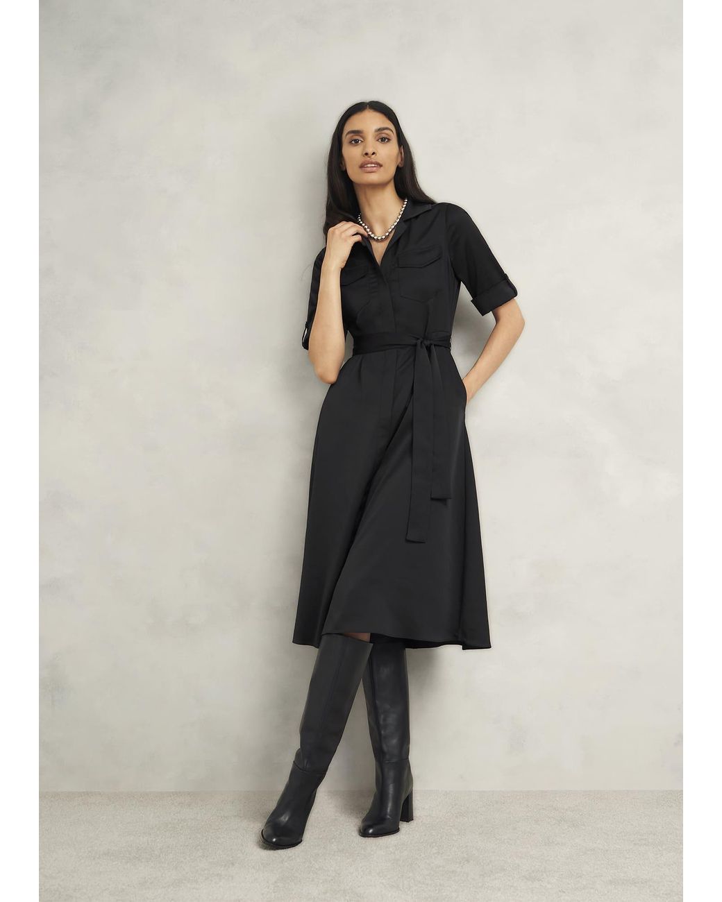 Hobbs Black Towneley Satin Dress