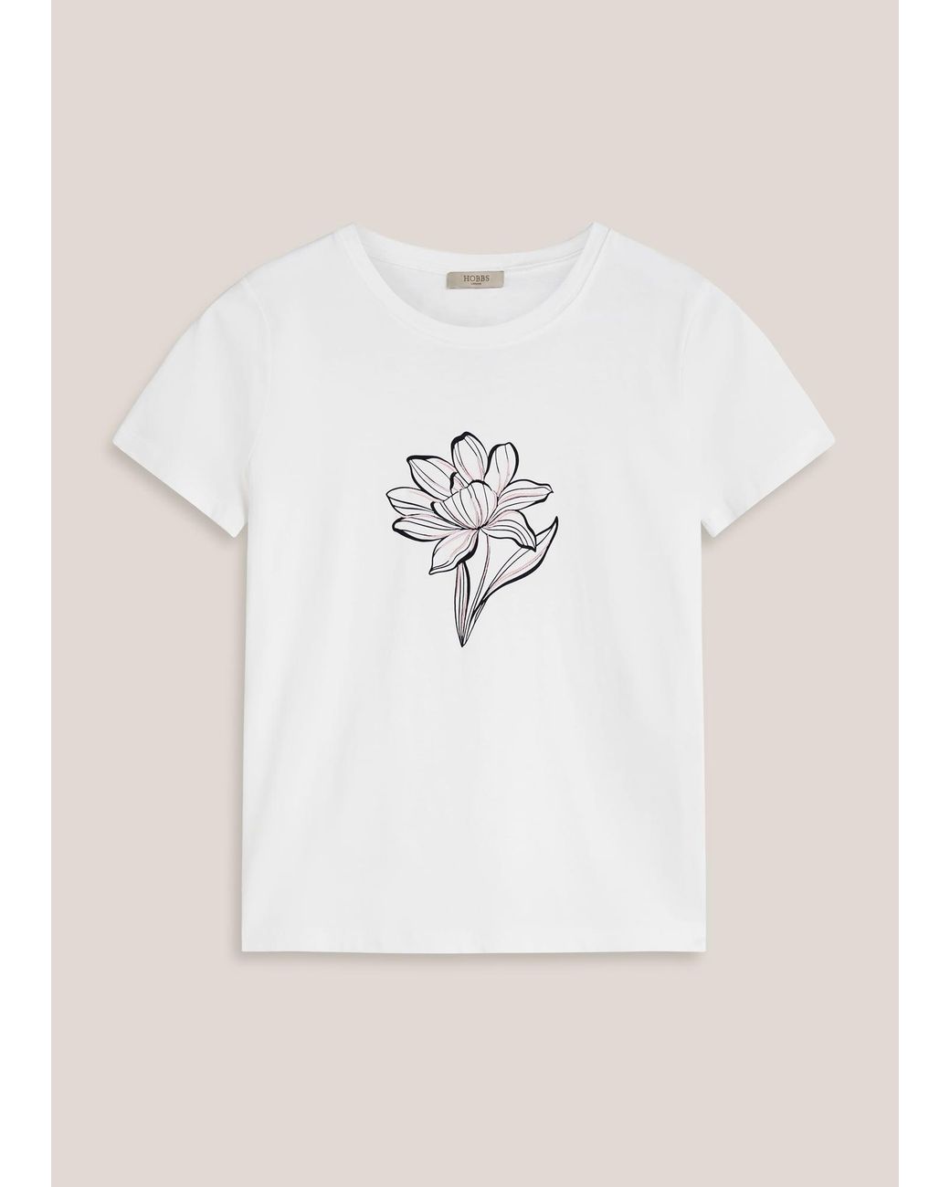 Hobbs Natural Pixie Cotton Embroidered Printed T-Shirt