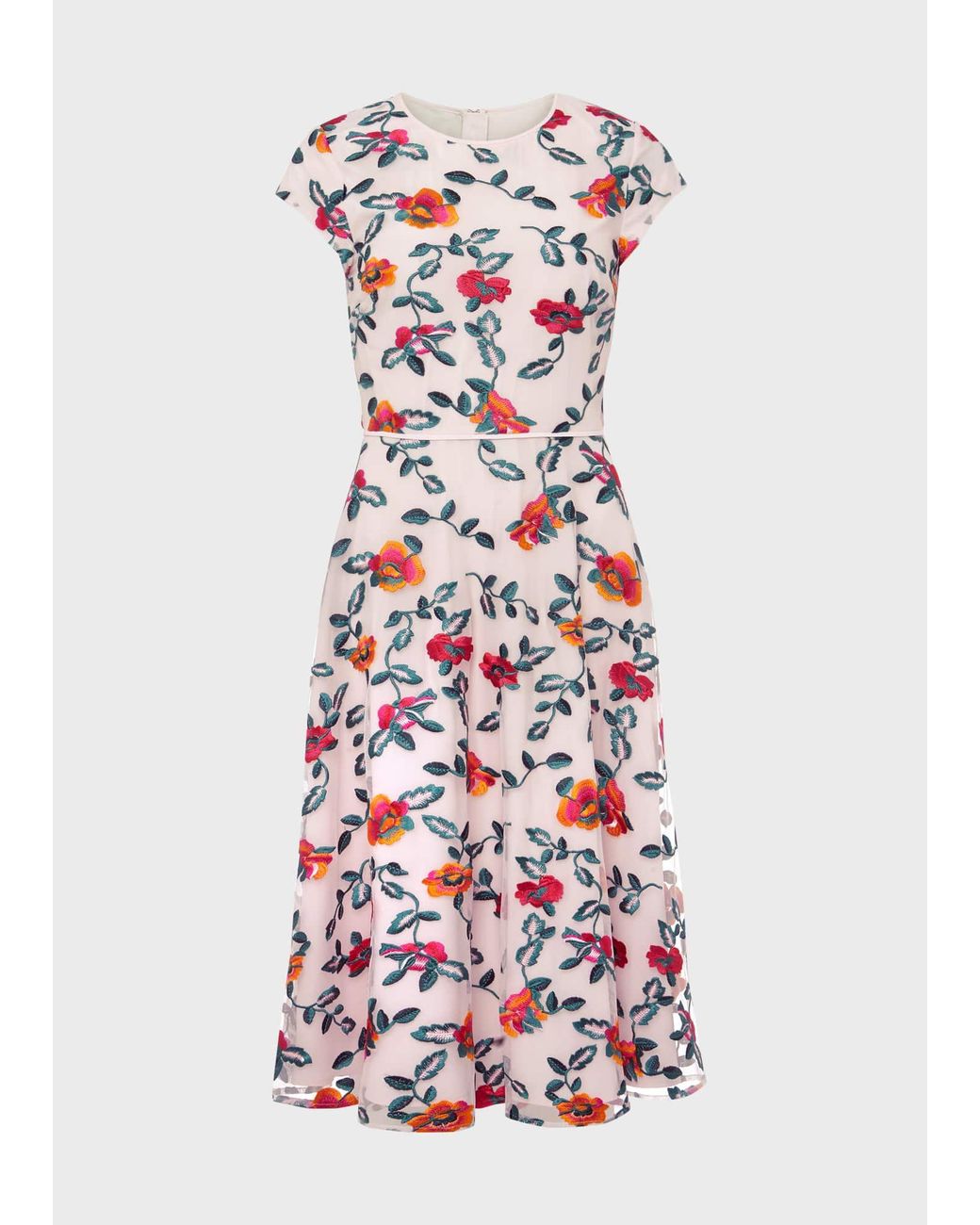Hobbs White Tia Embroidered Dress