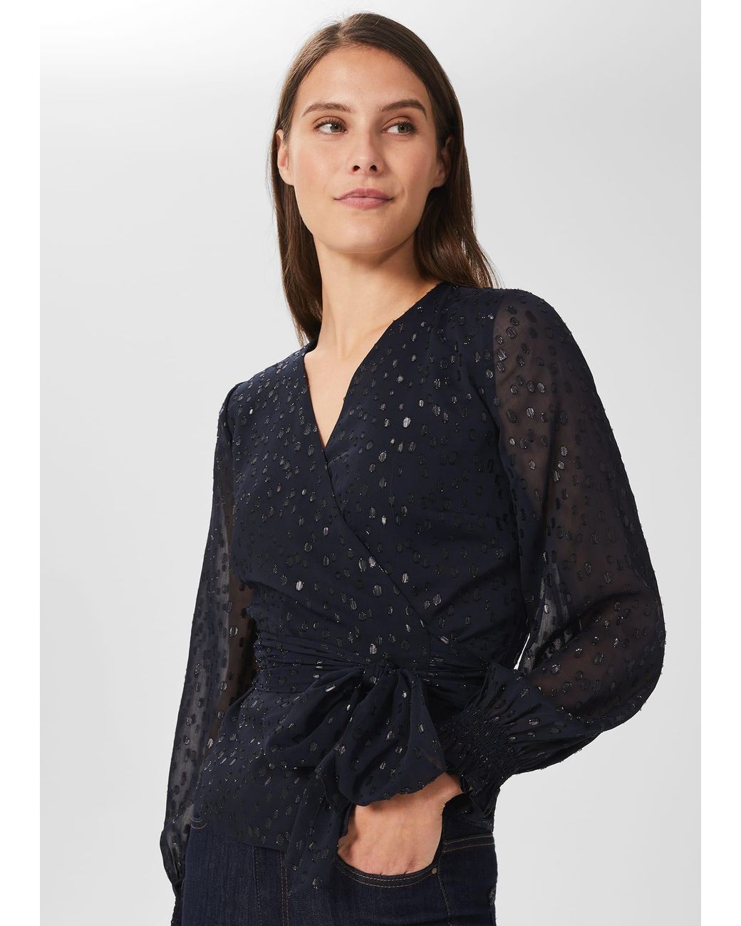 Hobbs Blue Elizabeth Lurex Blouse