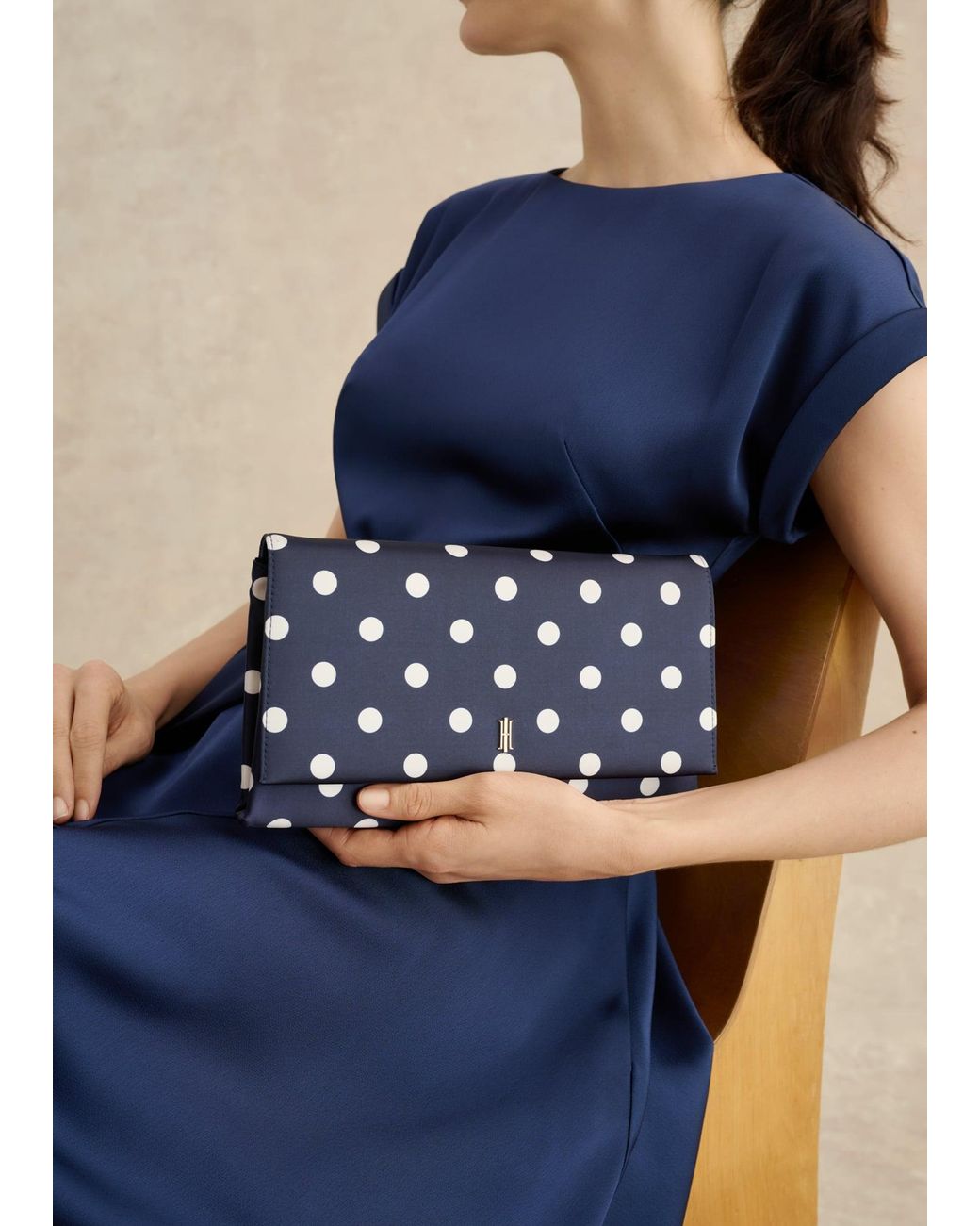 Hobbs Blue Renata Polka Dot Clutch