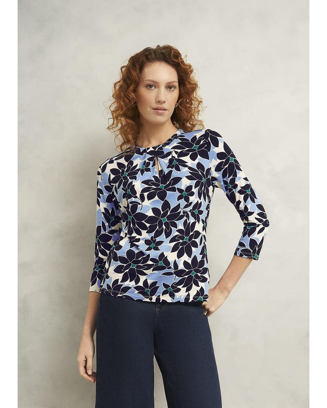 Hobbs Blue Julia Printed Top