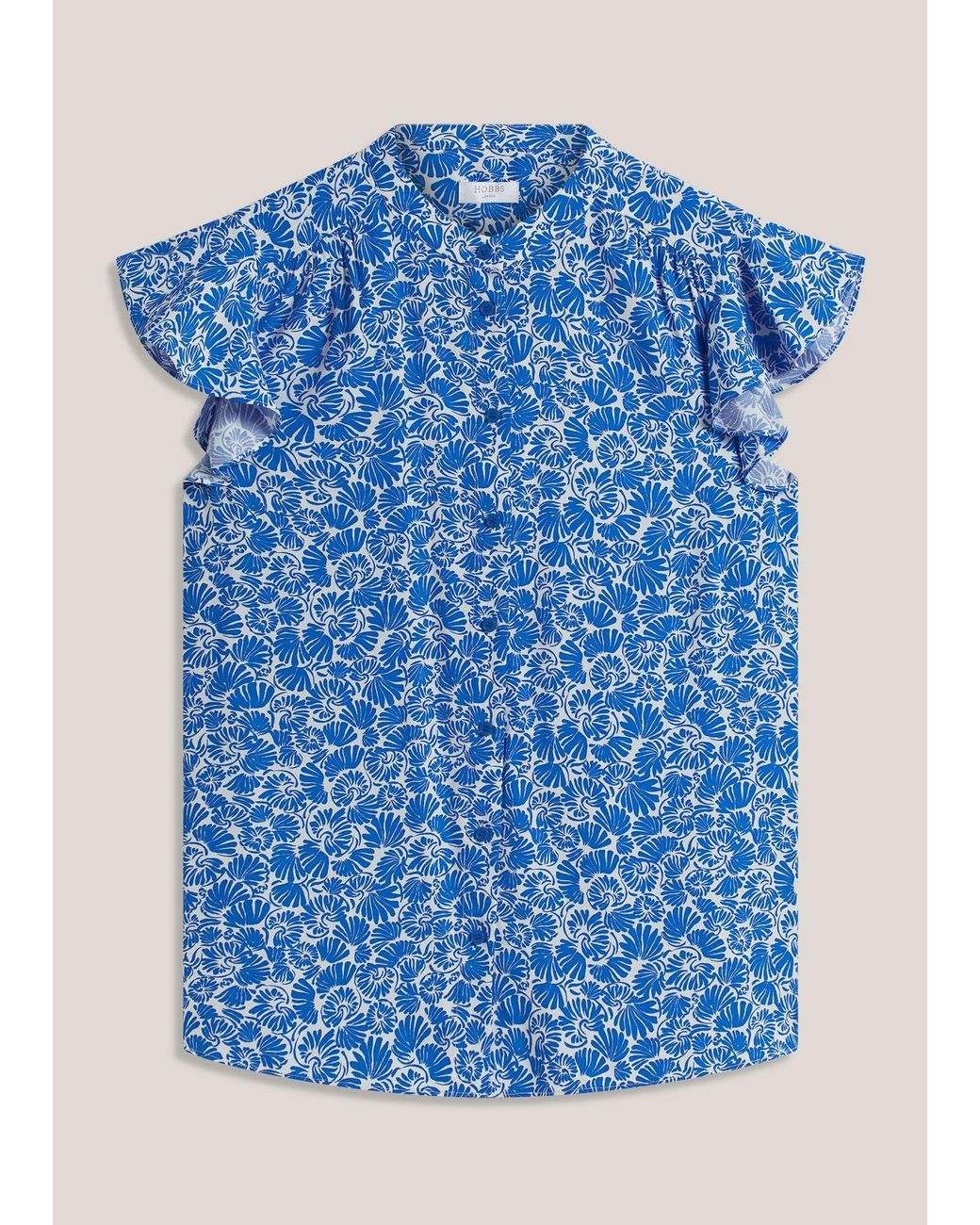 Hobbs Blue Huda Ruffle Sleeve Blouse