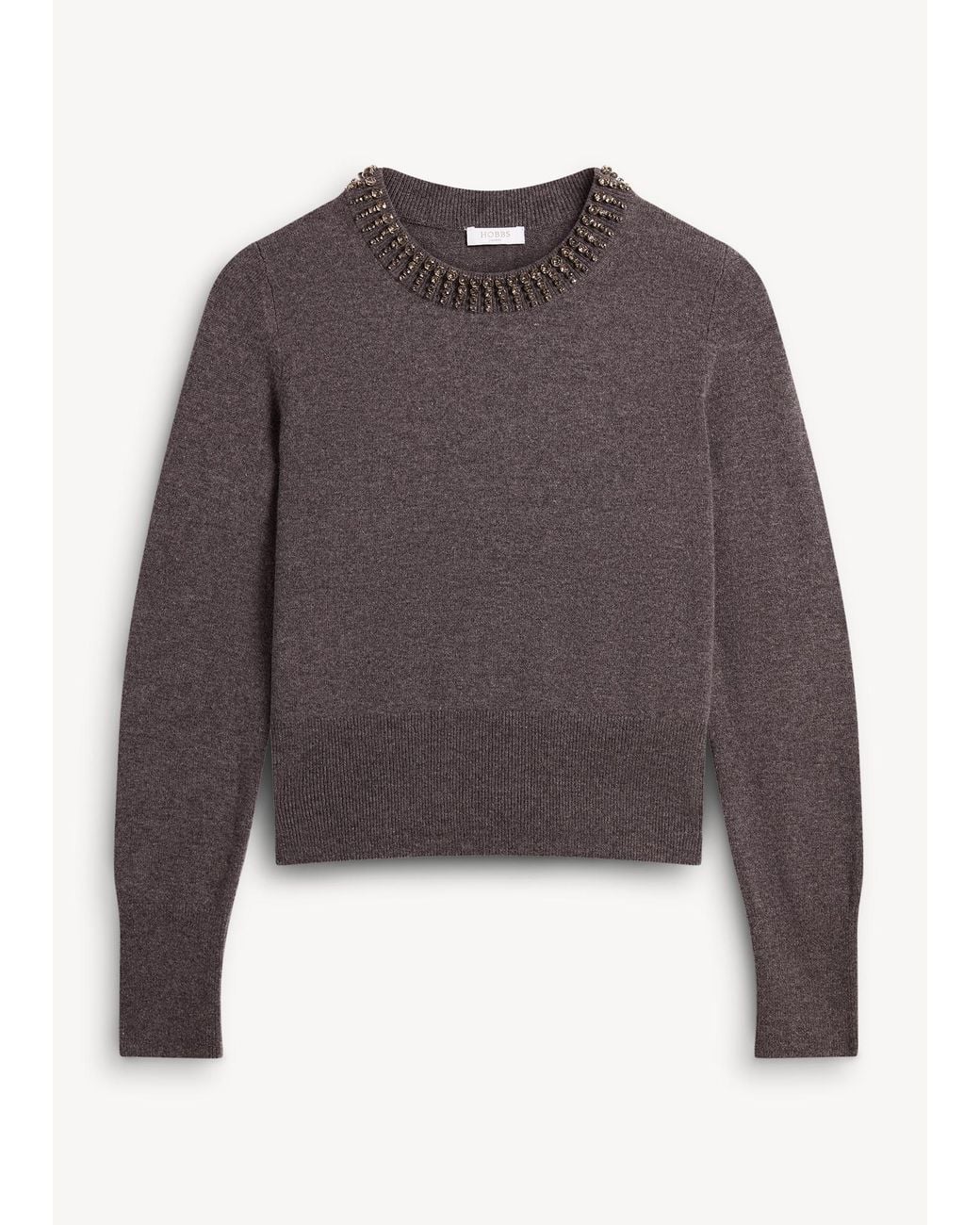 Hobbs Gray Lindie Embellished Jumper With Wool