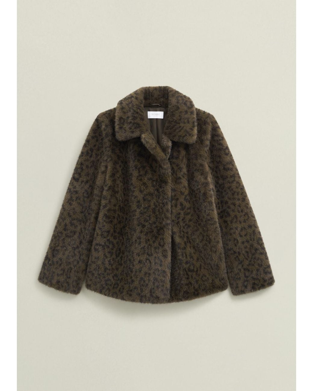 Hobbs Brown Dania Leopard Faux Fur Coat