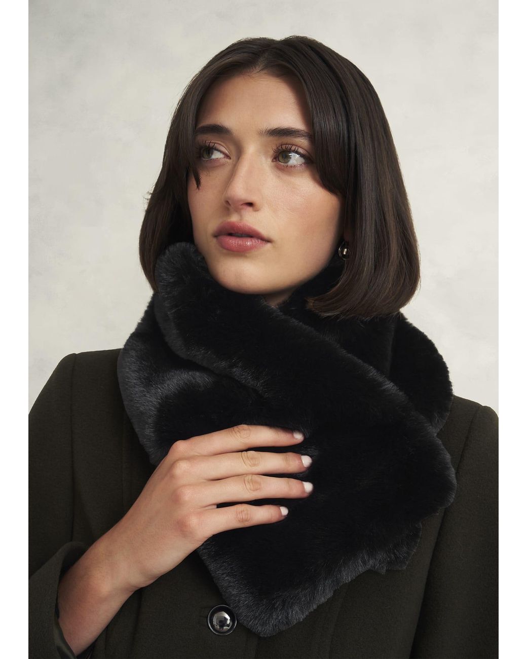 Hobbs Black Christie Fur Scarf
