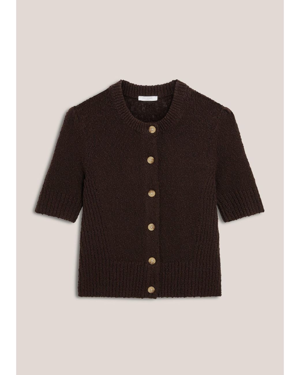 Hobbs Natural Melford Cotton Short Sleeve Cardigan