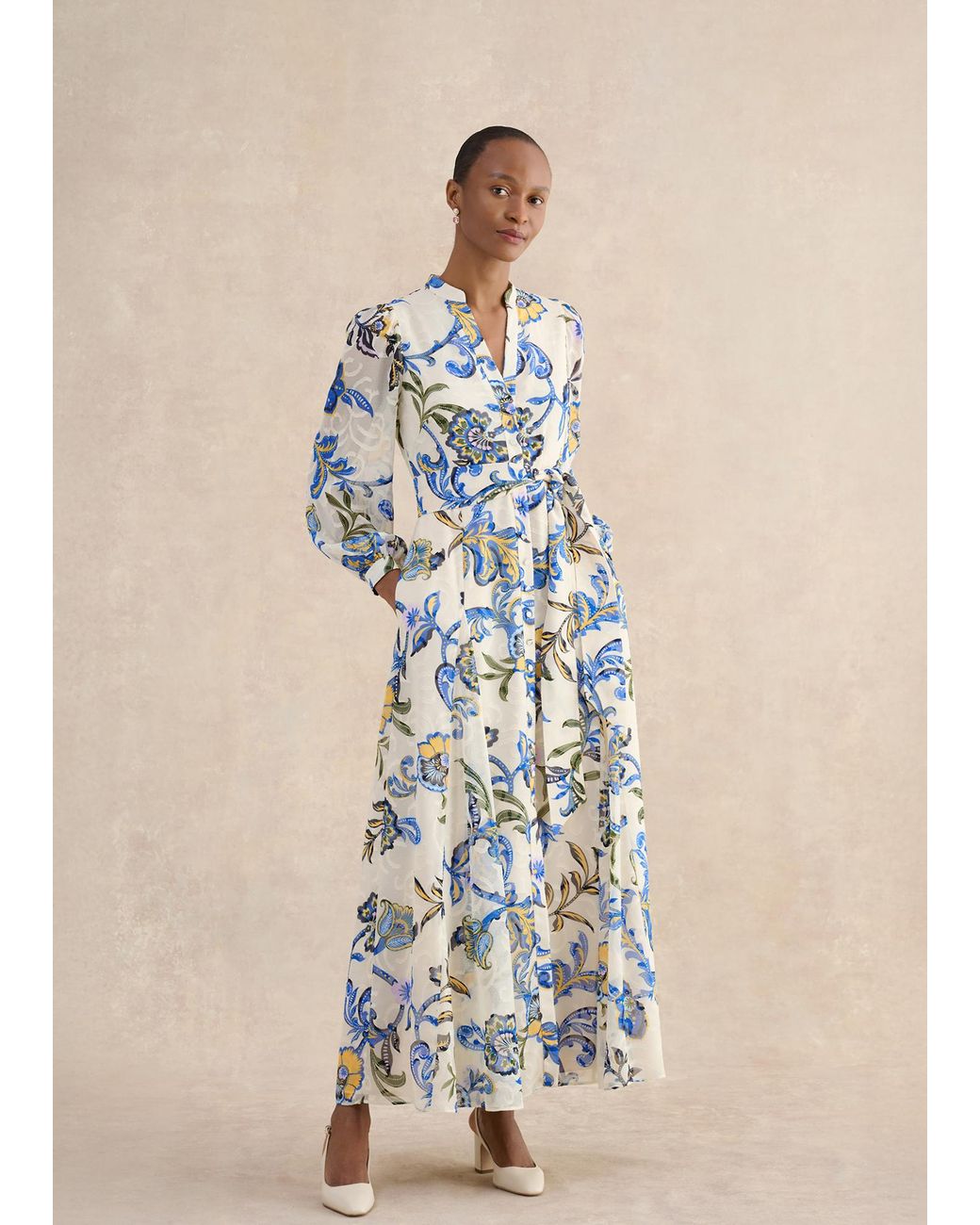 Hobbs Blue Petite Shanice Paisley Maxi Dress