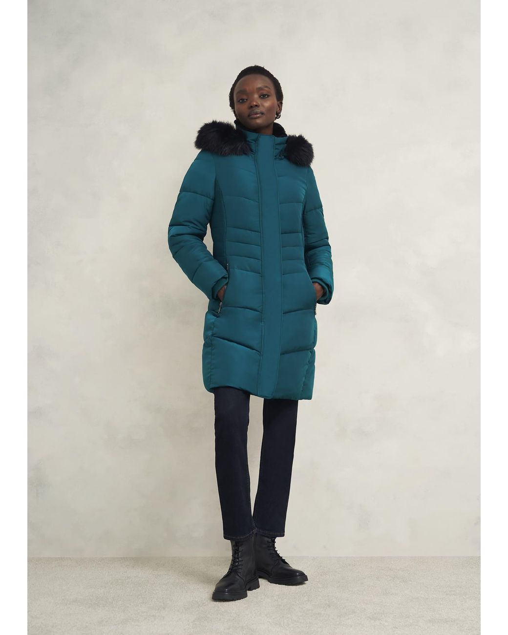 Hobbs Blue Petite Jaymie Puffer Coat